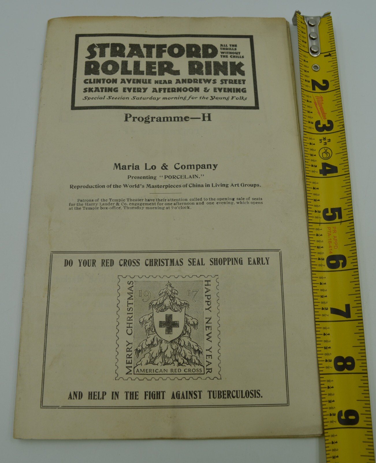 Vintage Stratford Roller Rink – Program H – Cadillac Advertisements/X-Mas/More