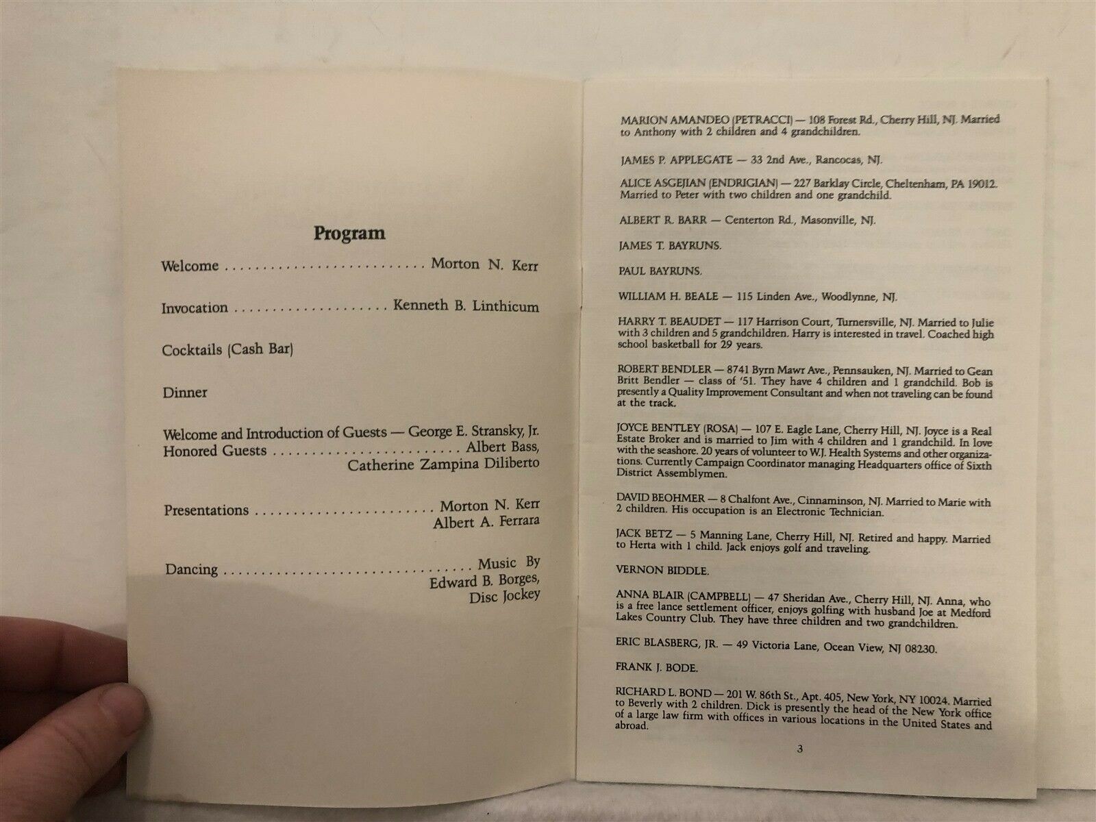 1949 Woodrow Wilson 40th Reunion Book Camden New Jersey NJ Vtg