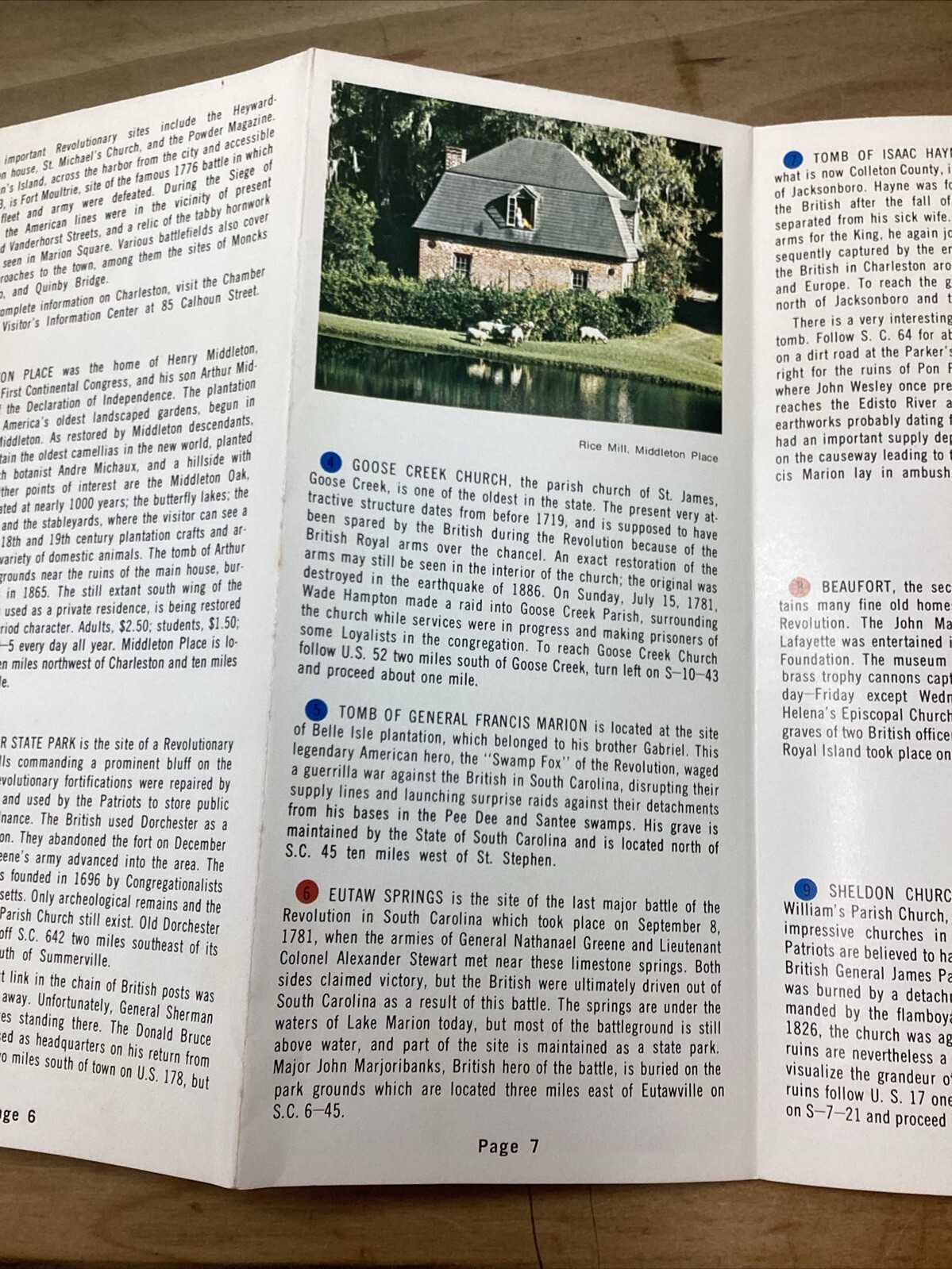 Vintage Major Sites Of The Revolution Brochure In South Carolina B52
