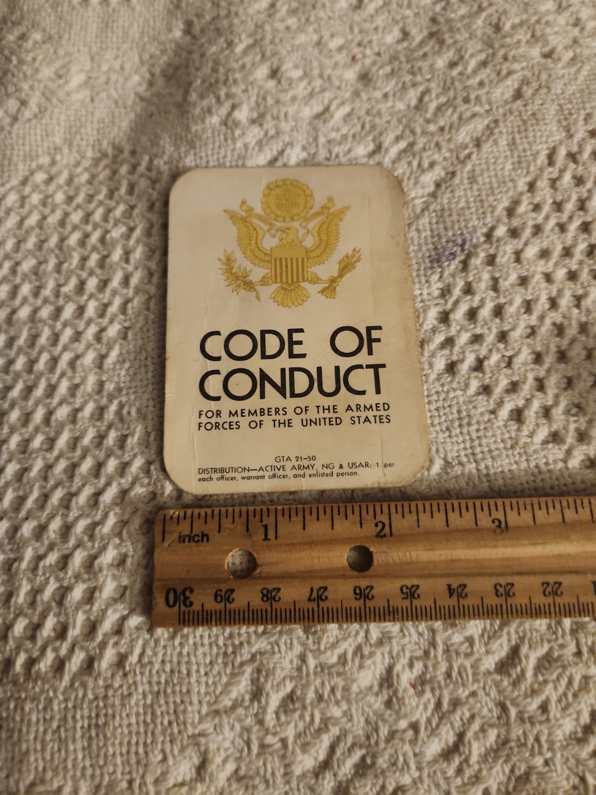Vintage U.S. Armed Forces Code Of Conduct Pocket Card