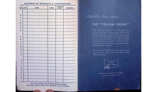 Bell Telephone PA Blue Book Long Distance Directory Mid-20th Century