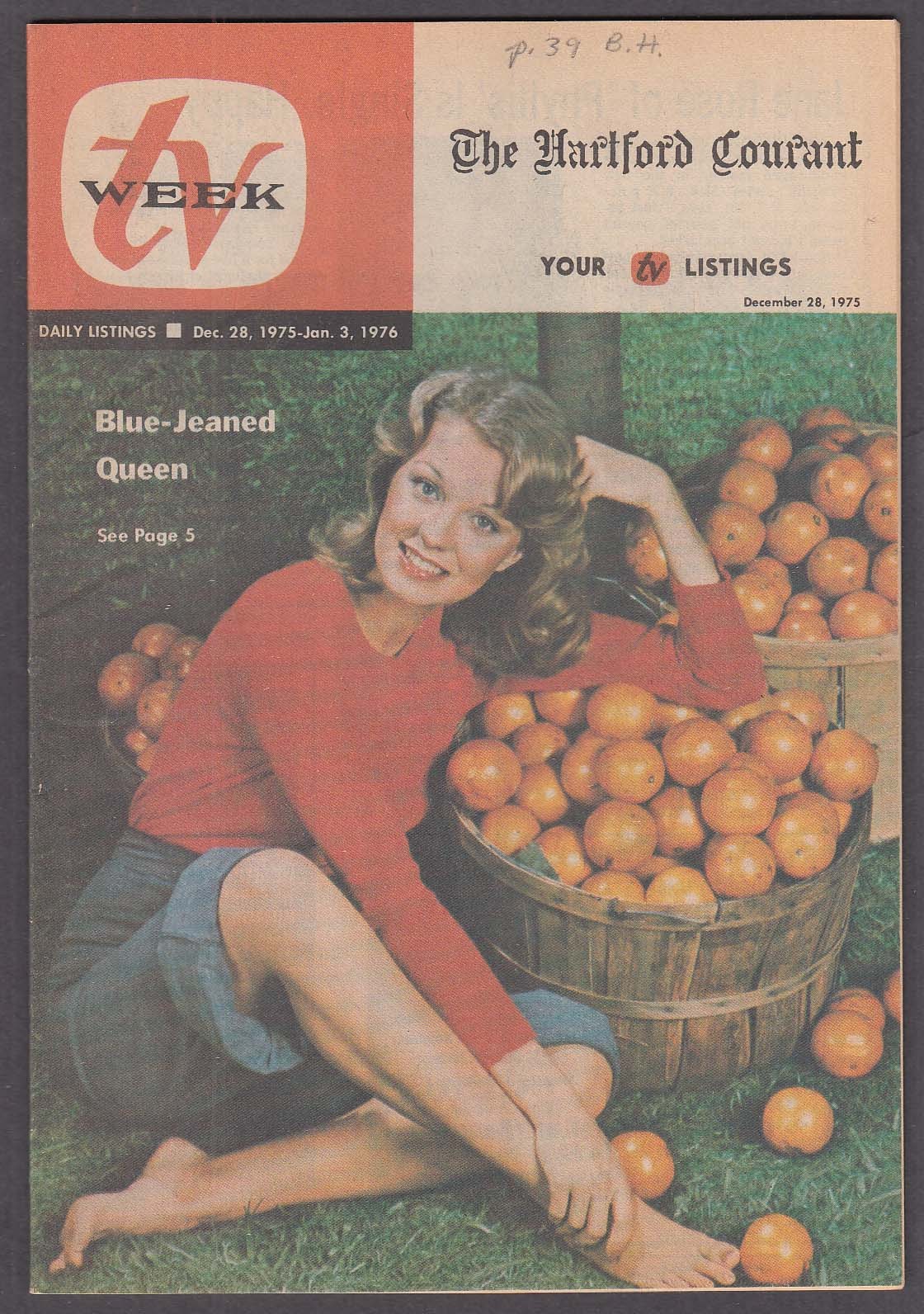 TV WEEK Hartford Courant Orange Bowl Queen Michelle Moore ++ 12/28 1975