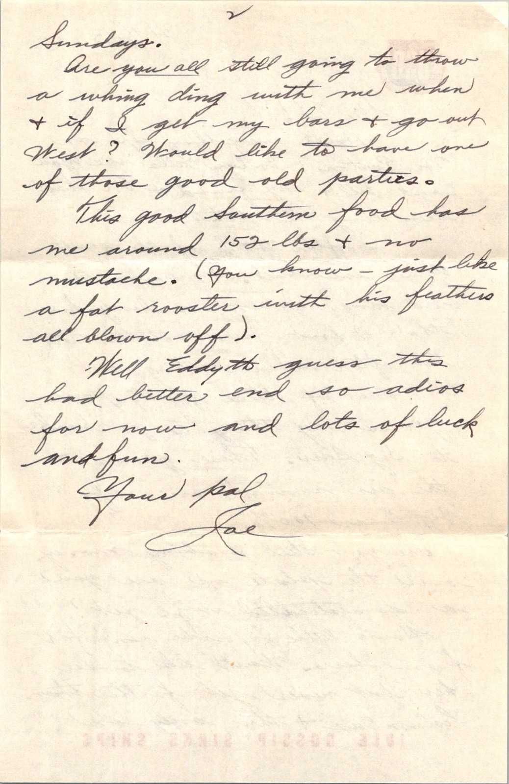 1943 USO WWII Letter Jae to Ed Big Bear Wartime Stationery Columbus Ohio