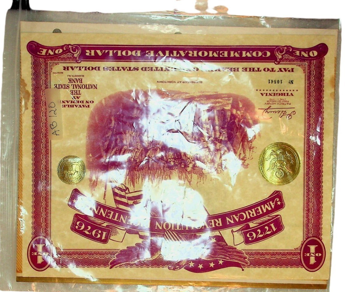 2-1926 U.S. Commemorative Dollar Certificate Coin/American Revolution Bicentenni