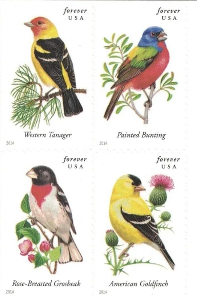 2014 US Songbirds For & ever Stamps Booklet Pane of 100 MNH Scott 4891b