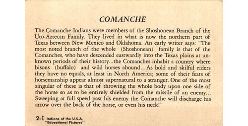 COMANCHE Attack Stockade Card 1940s Indians USA Educational Pictures Rosner Art