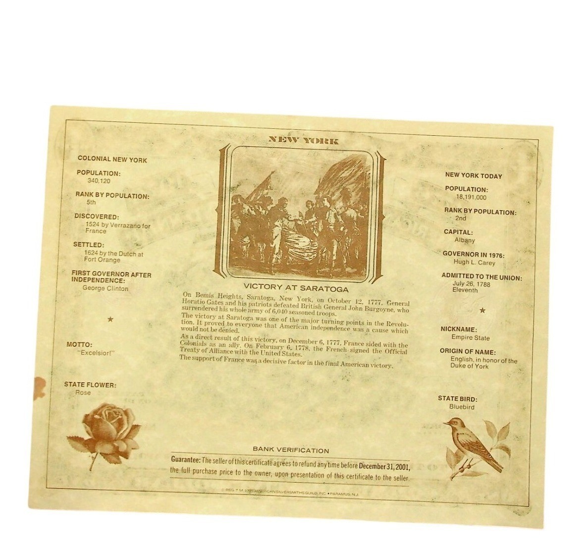 2-1926 Commemorative Dollar Certificate Replica American Revolution Bicentennial