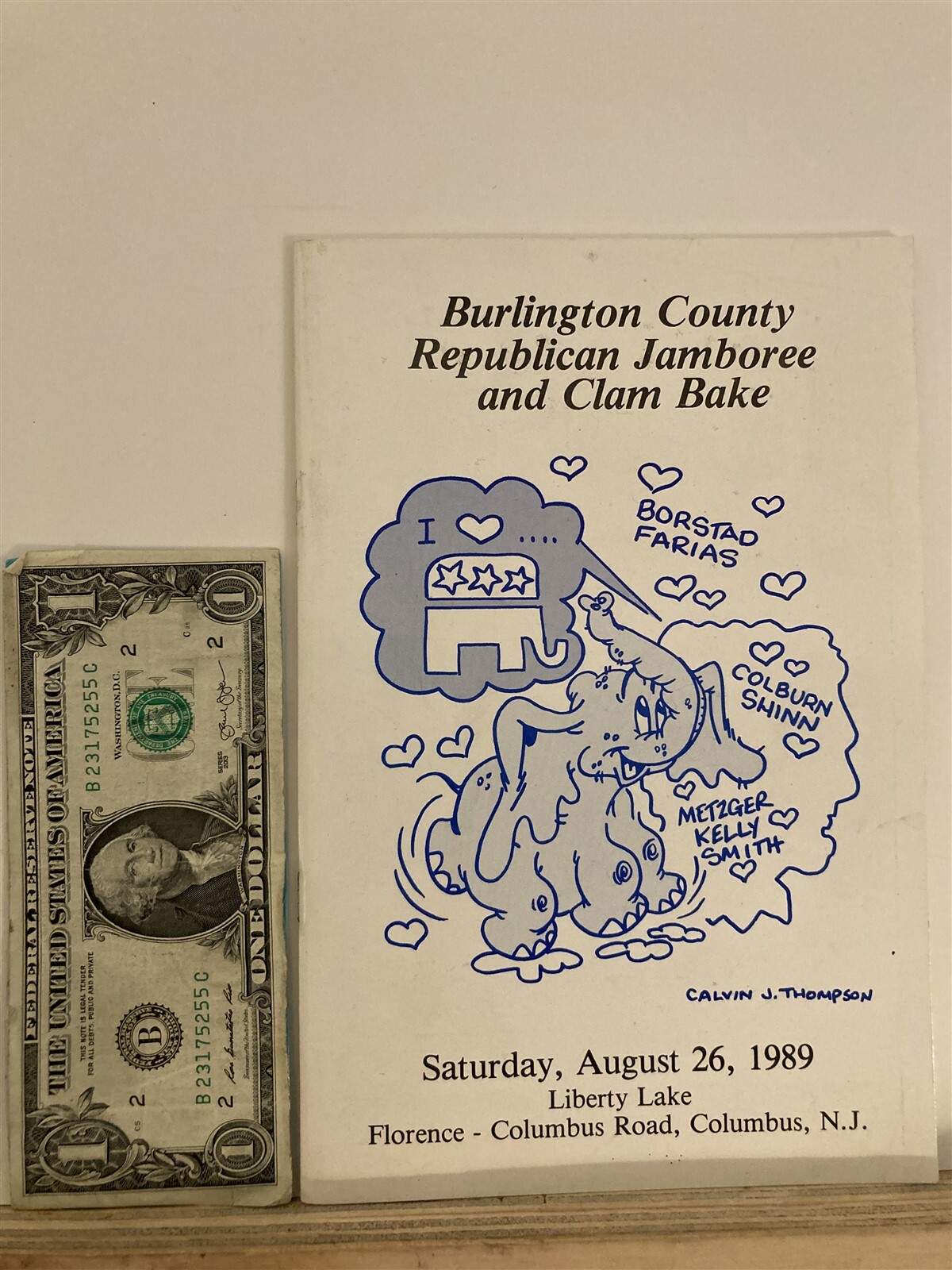 1989 Burlington County Republican Jamboree & Clam Bake Liberty Lake Columbus NJ