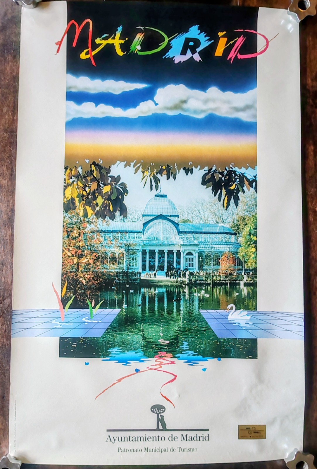 Original 1988 Madrid Spain Tourism Poster Palacio de Cristal Retiro Park 97x61cm