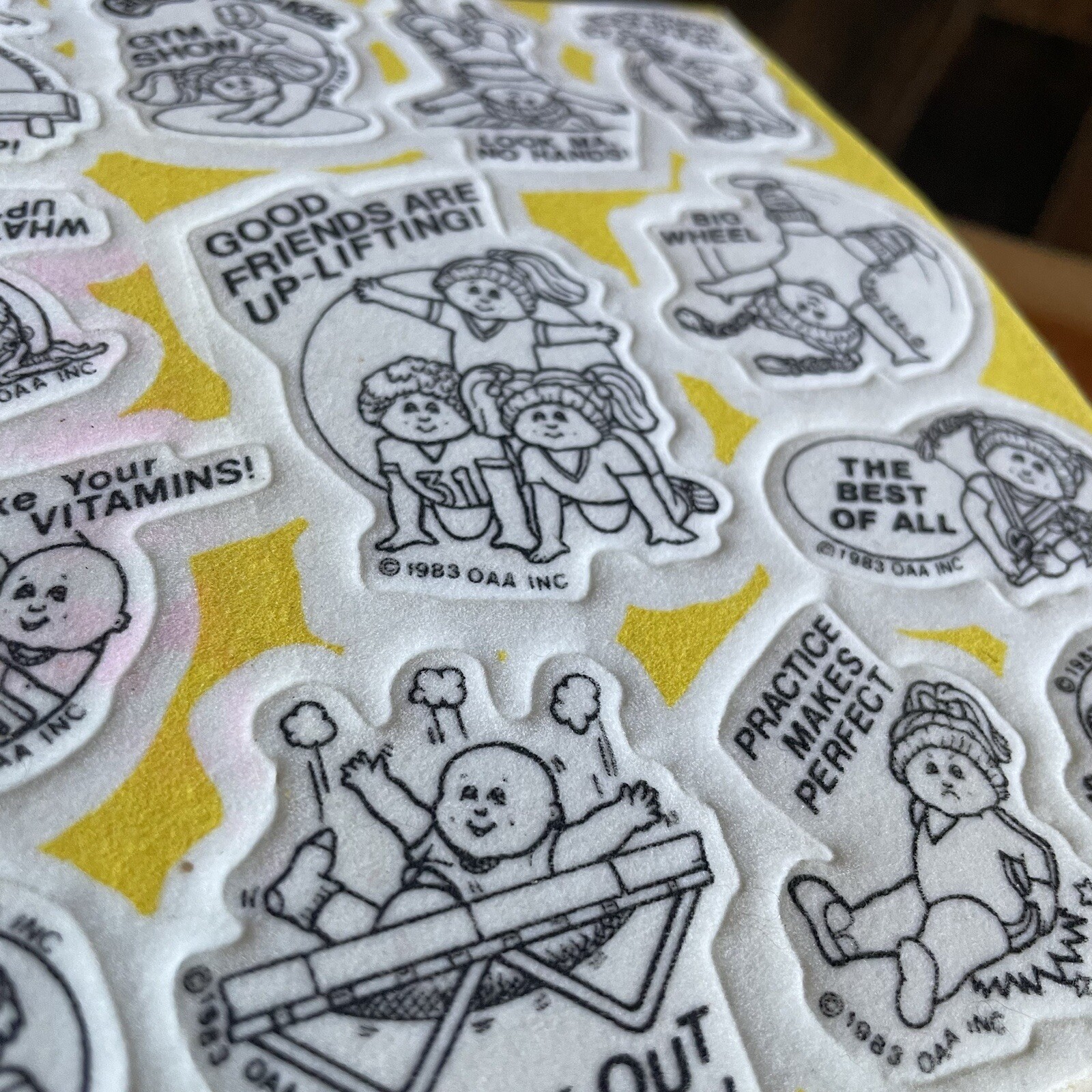 Vtg 80s CPK Cabbage Patch Kids Fuzzy Flocked Coloring Book Puffy Sticker Sheets
