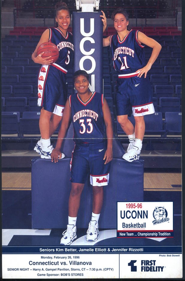 UCONN Women’s Basketball vs Villanova program / poster 2/26 1996 Rizzotti &c