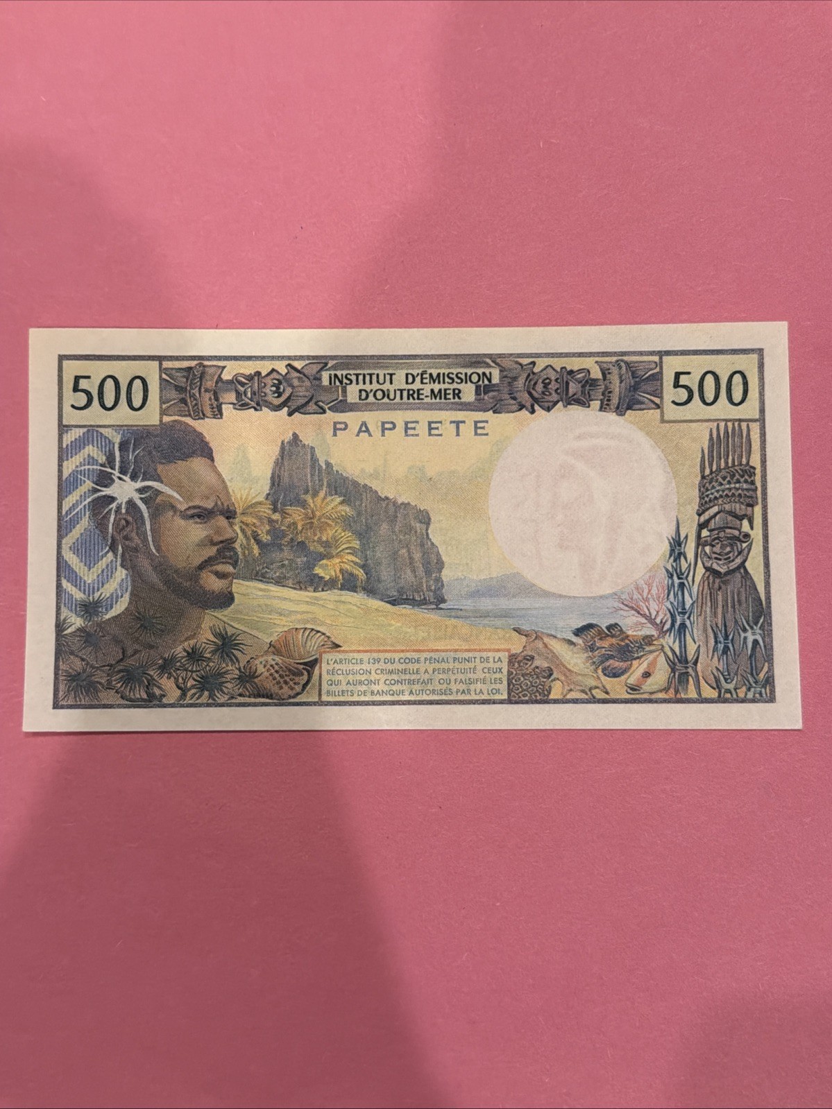 u Reproduction Note Tahiti 500 Franks Francs 1970 Pick #25 427