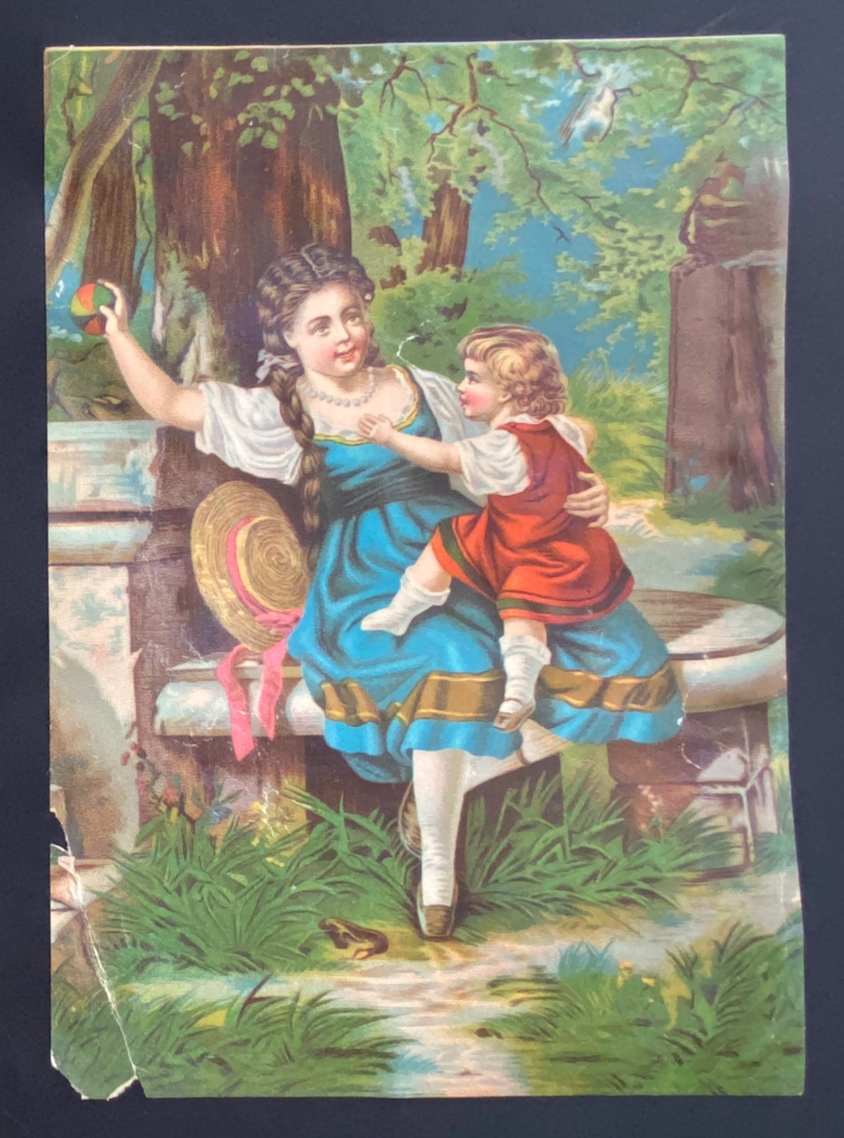 CHROMOS XIXth Century Format 13 cm / 18 cm Children At The Park Print
