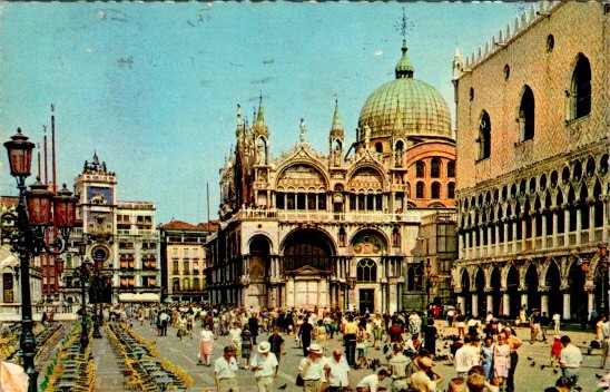 1964 Venice Italy Postcard Piazzetta San Marco St Mark s Basilica Used