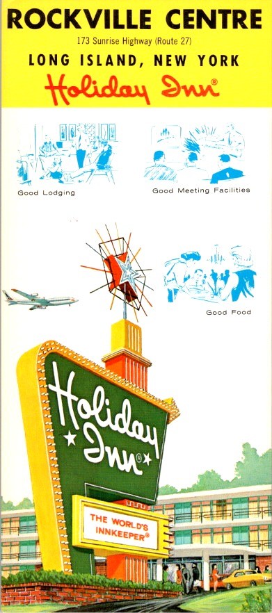 Holiday Inn Rockville Centre NY Rack Card 1960s Roadside Americana Motor Lodge