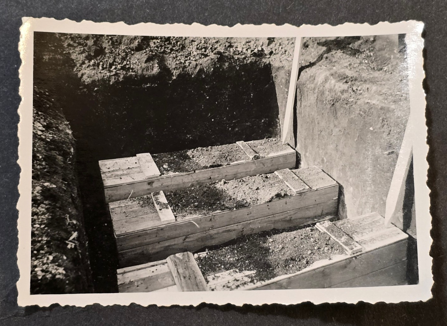 WW2 German Photo Soldiers Coffins Fresh Burial Graves Caskets Funeral Scene