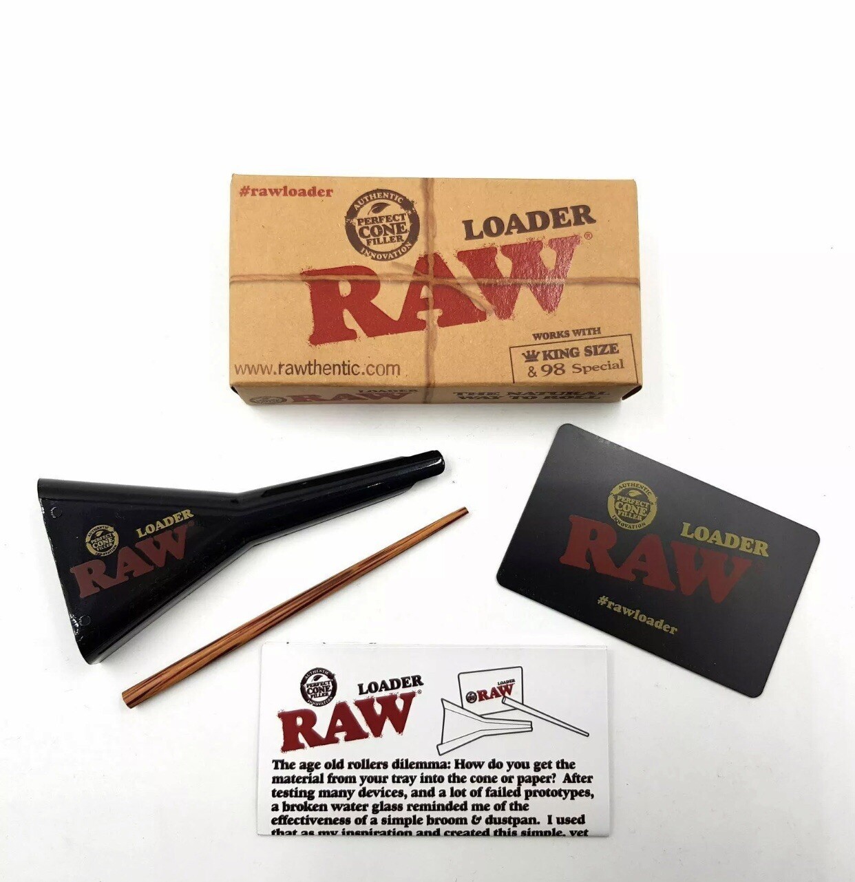 RAW Classic 98 special size Cone(100 pk)+raw cone loader+raw rolling 11×7 tray