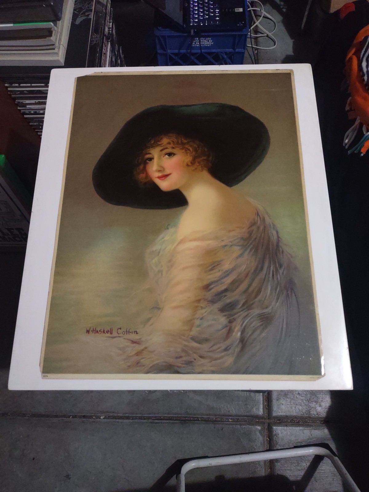 EARLY 1900’S VINTAGE CHROMOLITHOGRAPH PRINT W. HASKELL COFFIN WOMEN W/BIG HAT