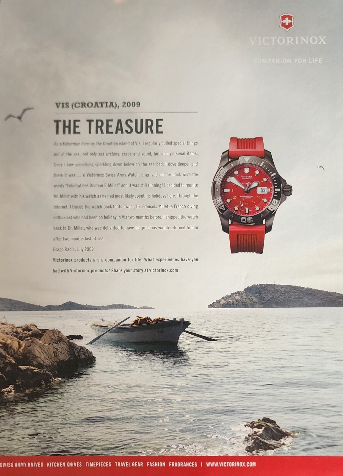 Victorinox Watch Picture Magazine Ad Croatia Boat Advertisement Original