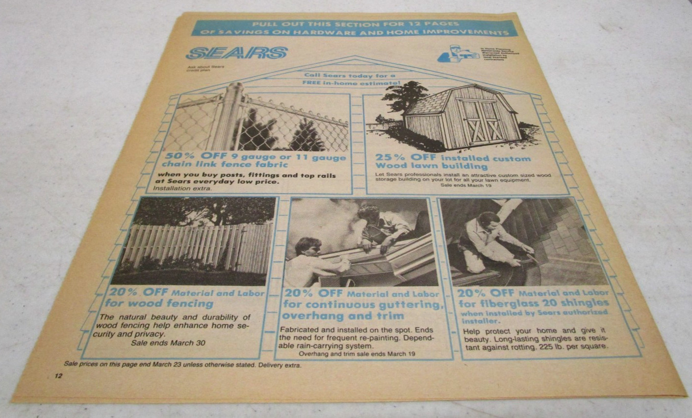 1985 VINTAGE 1980’s SEARS STORE ADVERTISING SALES NEWSPAPER CATALOG