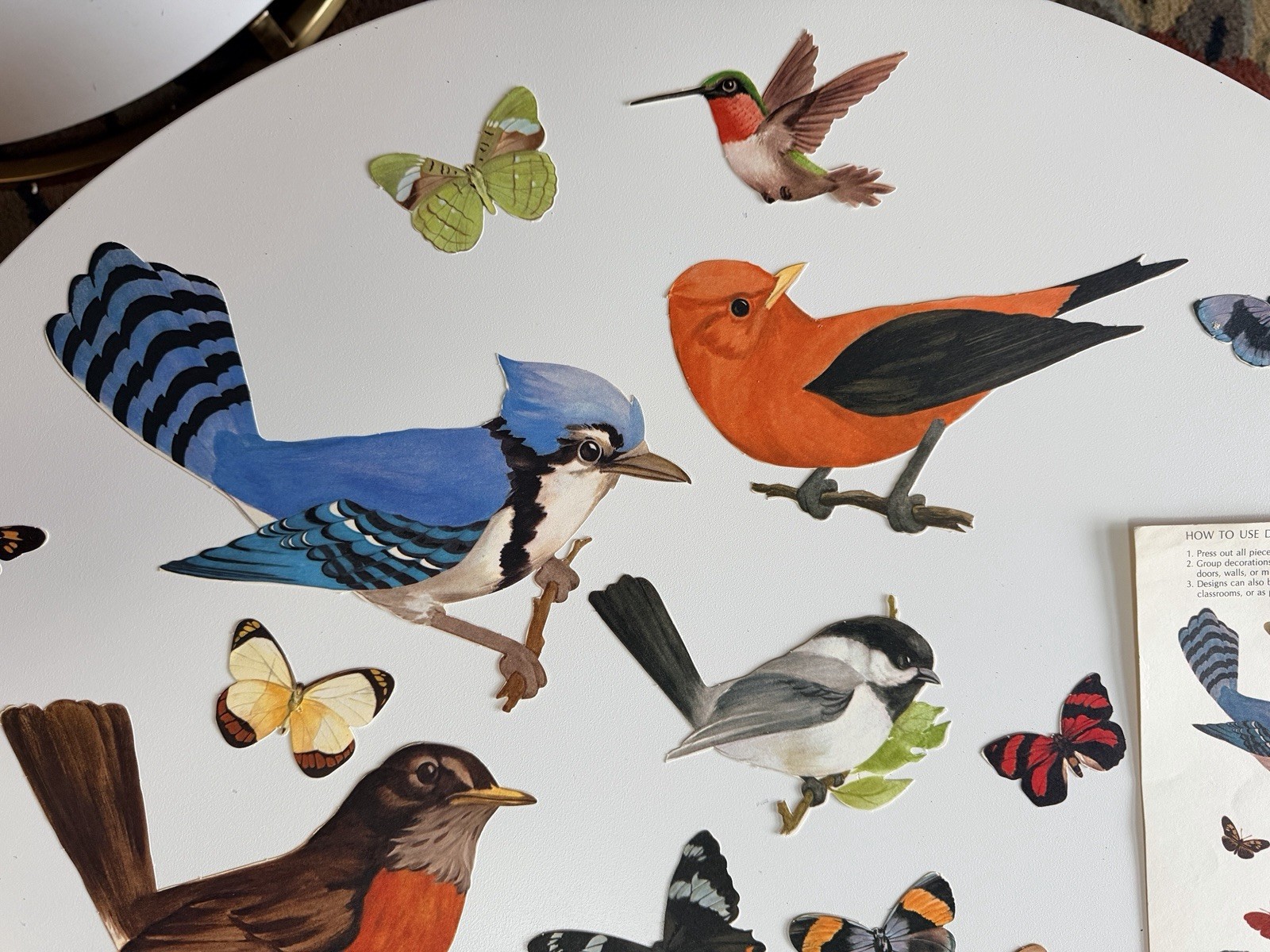 Vintage 1959 Hallmark Paper Birds & Butterflies Decorations Classroom Ephemera