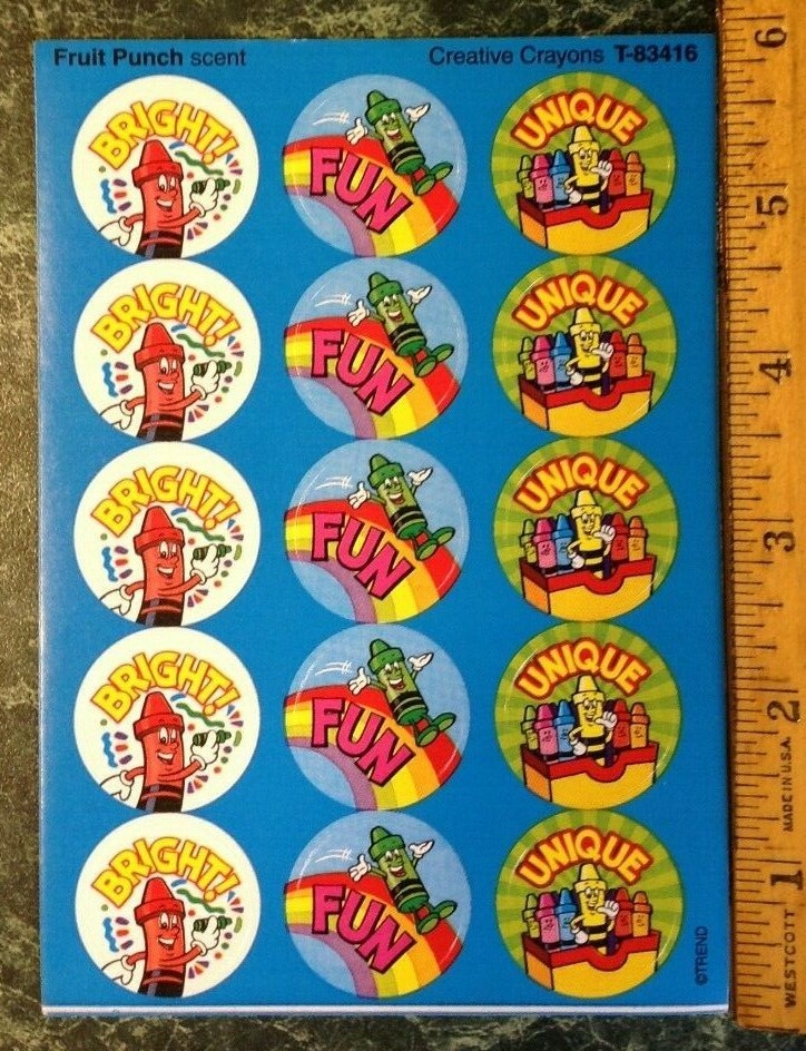 TREND Scratch & Sniff Stinky Stickers Sheet FRUIT PUNCH Scent CRAYONS Rainbow