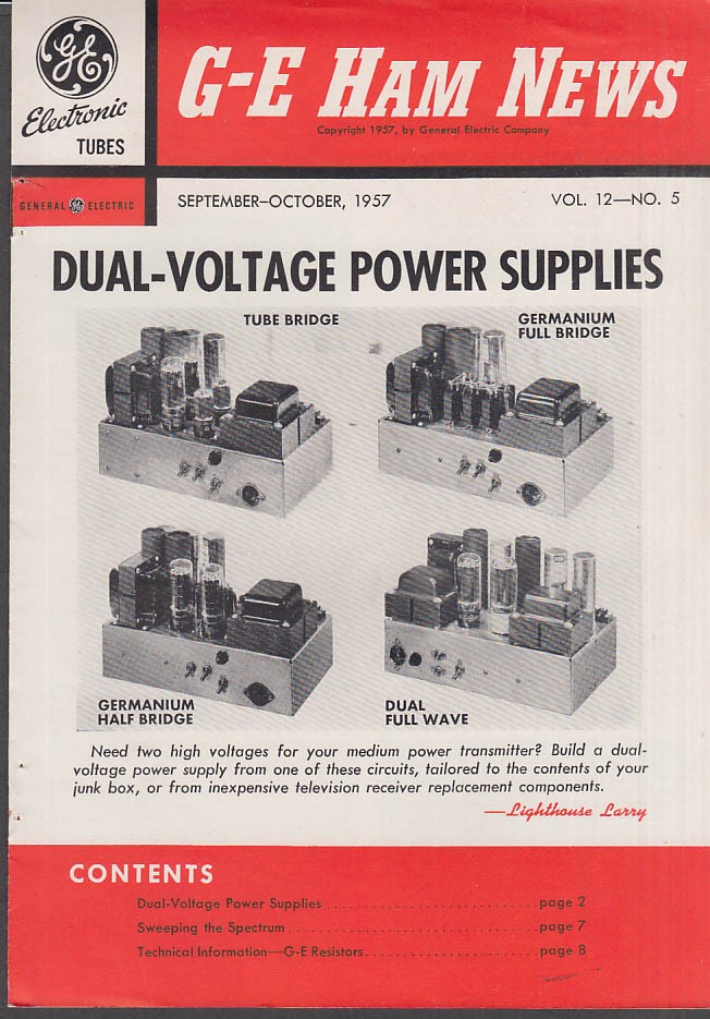 General Electric HAM NEWS 9-10 1957 Dual-Voltage Power Supplies
