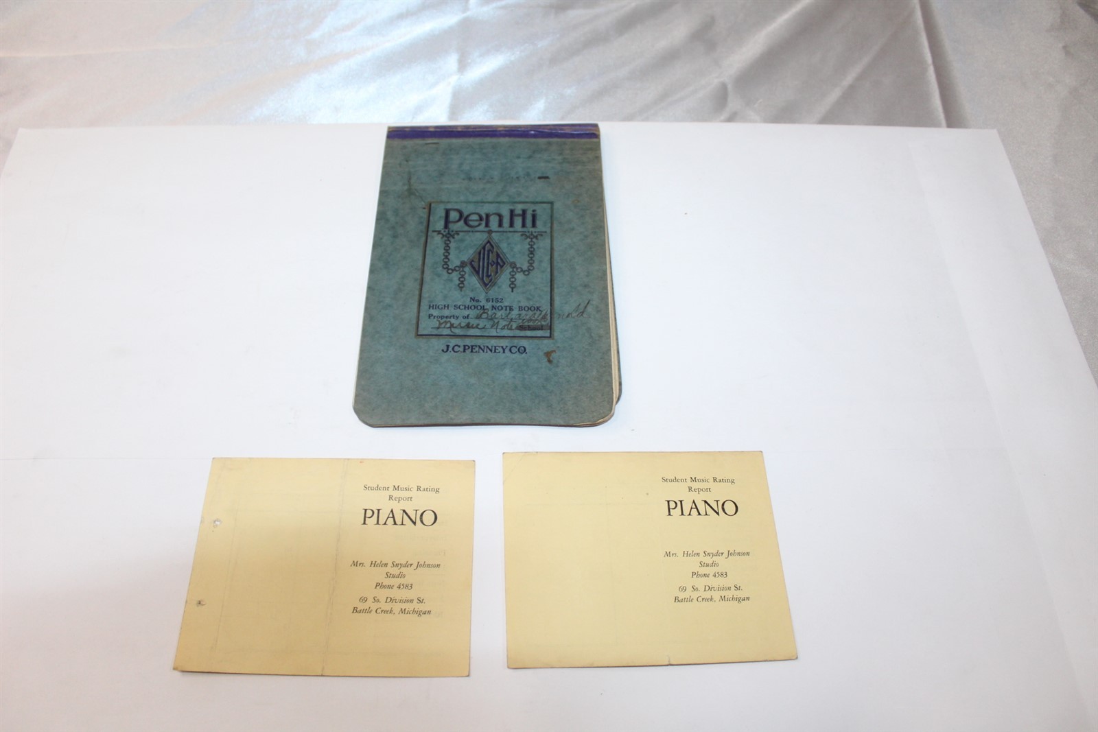 Vintage Collectible High School Notebook Piano Notes with Report Cards