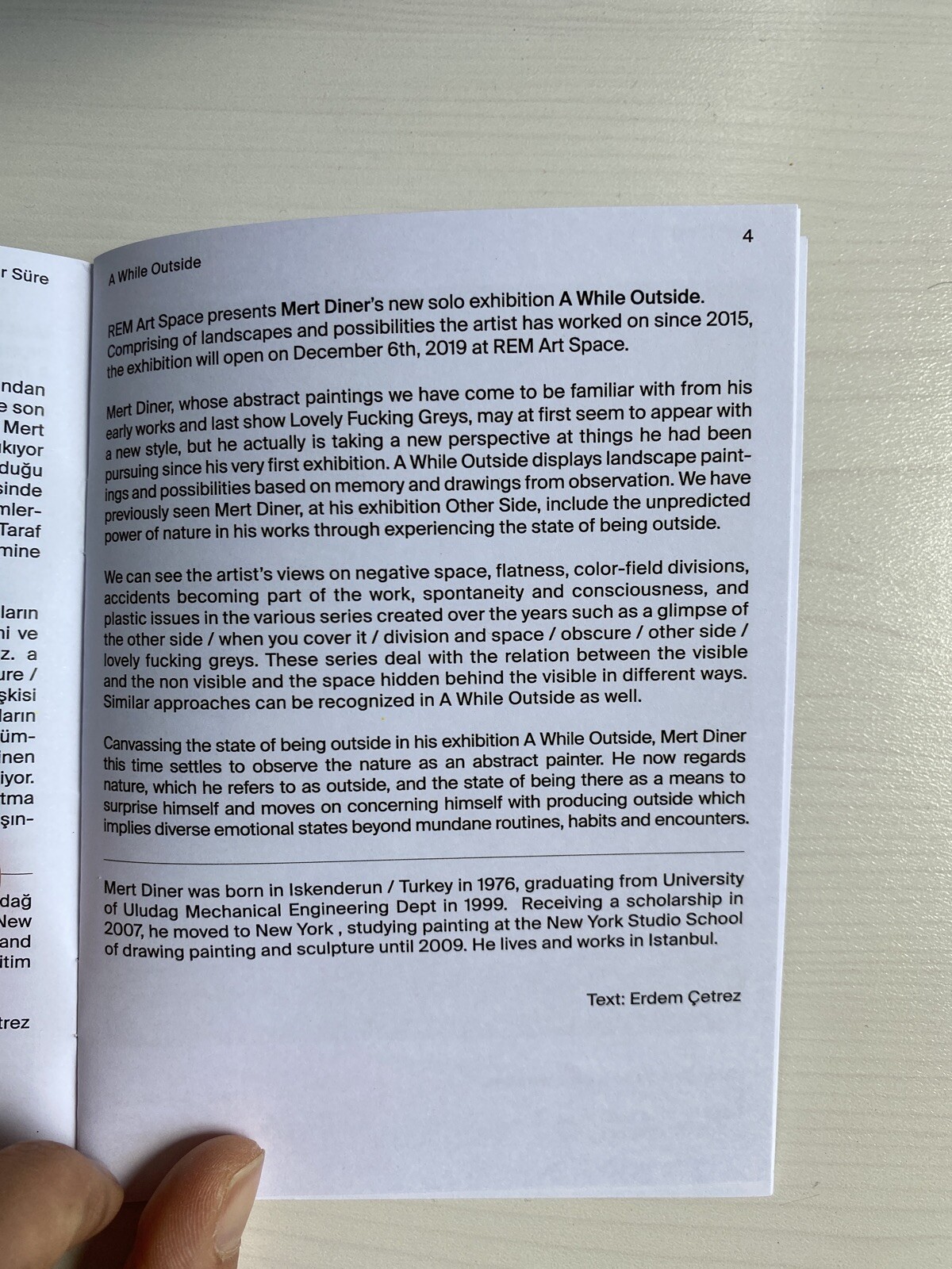 Mert Diner at Rem Istanbul painting Exhibition guide booklet 2019