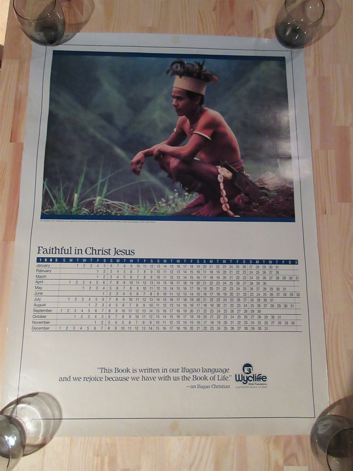 1985 Ifugaos Philippines Faith in Jesus Wyccliffe POSTER / Calendar