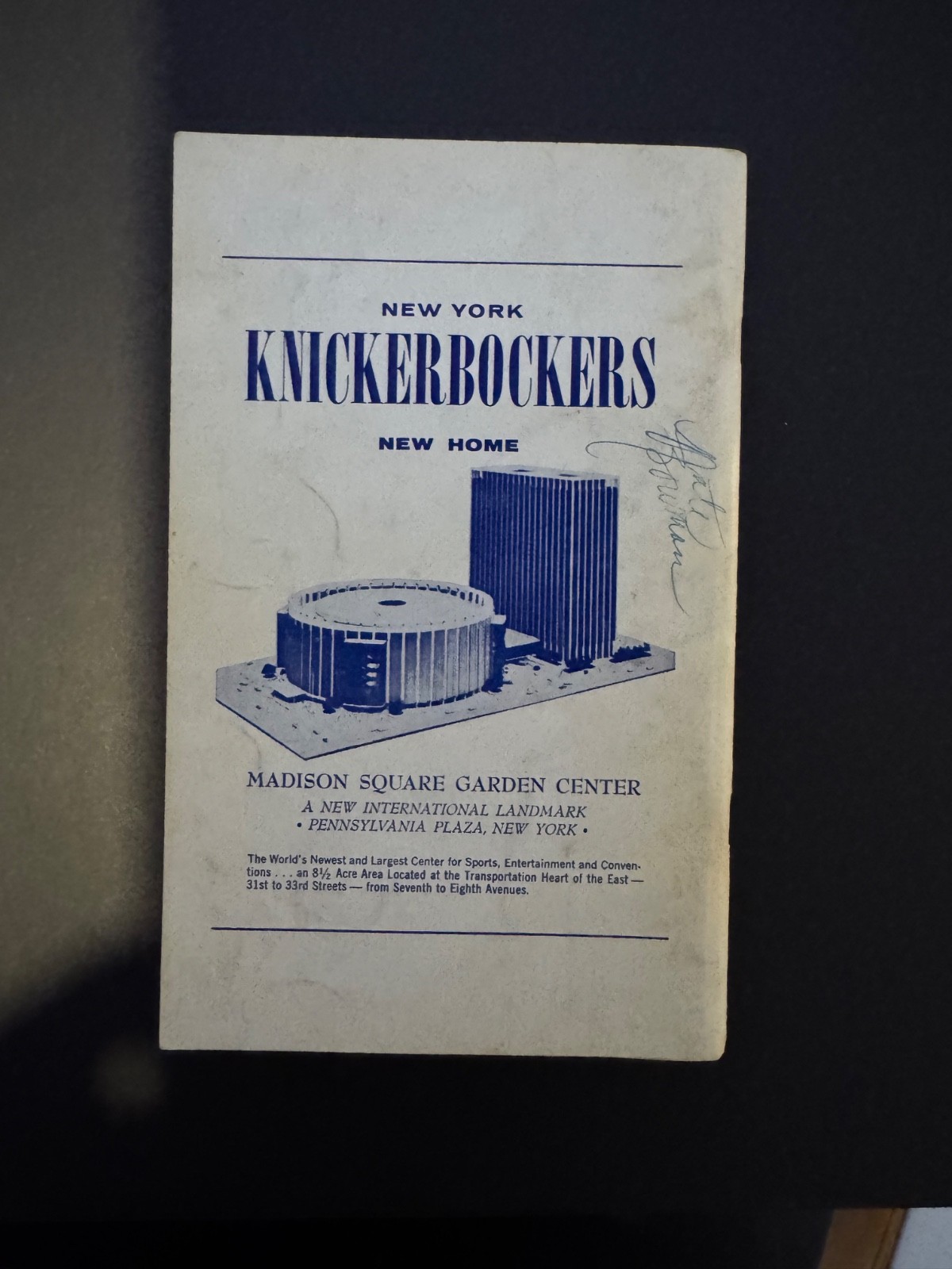 1967-1968 New York Knicks Basketball yearbook Media Guide. Nate Bowman Autograph