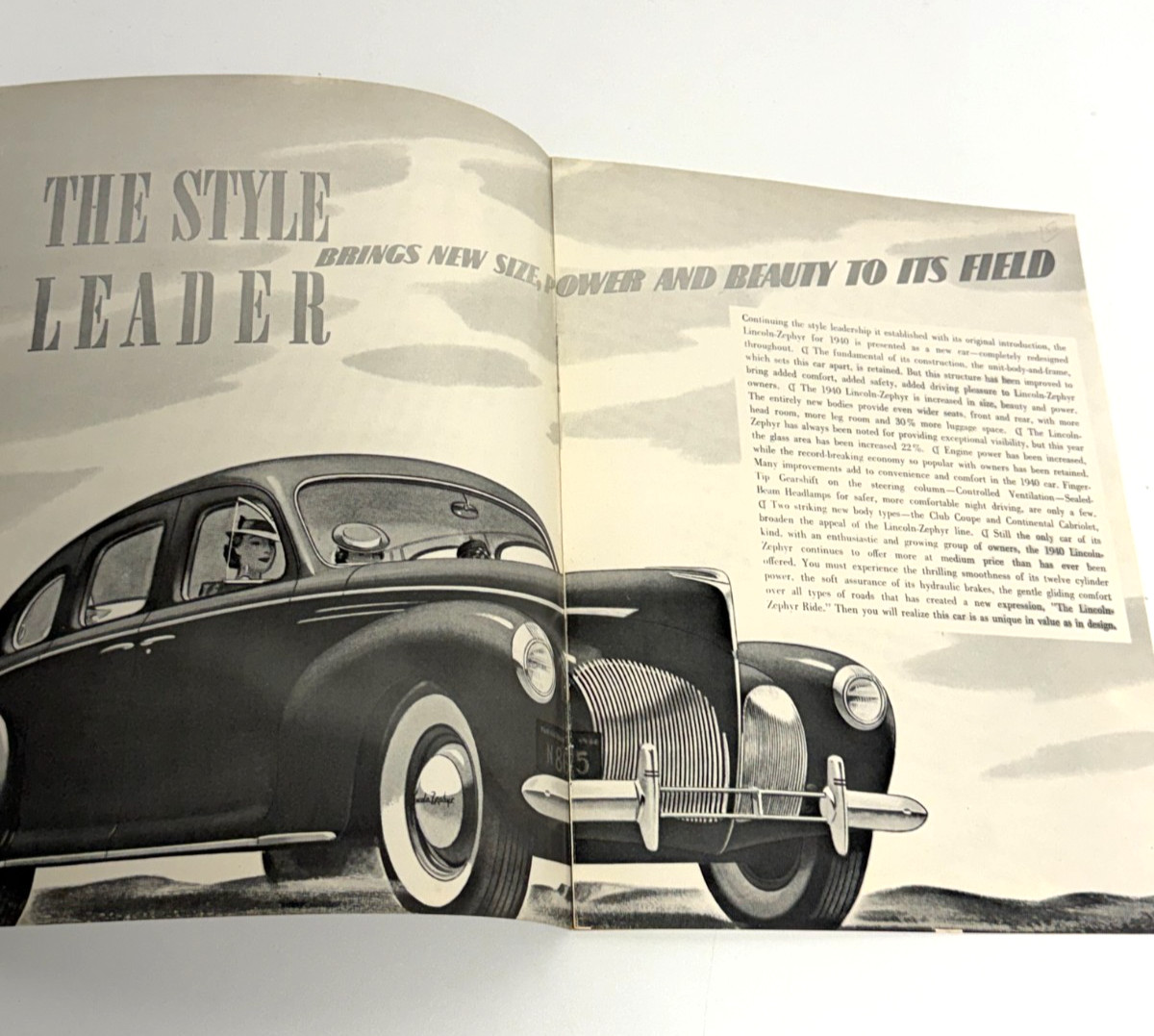Vtg 1940 Lincoln Zephyr Original Dealer Showroom Brochure V12 Sedan Coupe