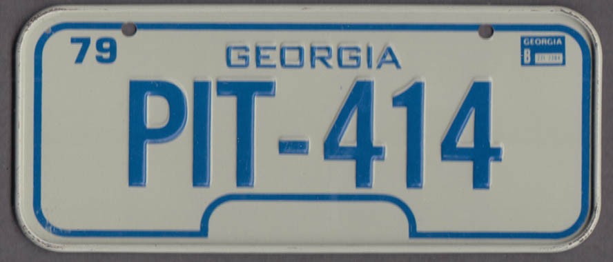 1979 Post Cereal metal license plate Georgia PIT-414