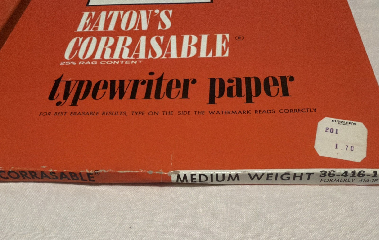 Eatons Corrasable Typewriter Paper 100 sheets Medium weight 16 lb 81/2 x 11