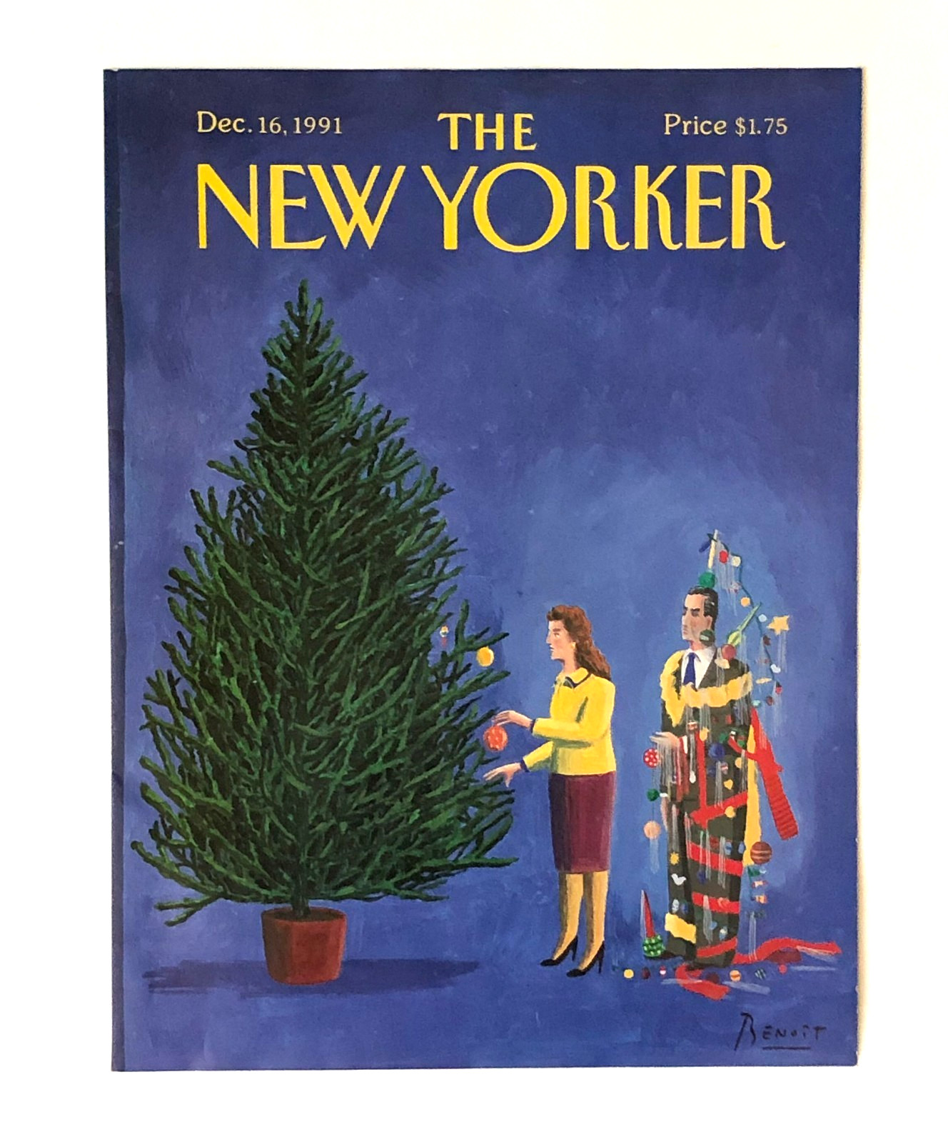1991 New Yorker Magazine Covers Christmas LOT 2 Santa Toys Tree Decorating Vtg