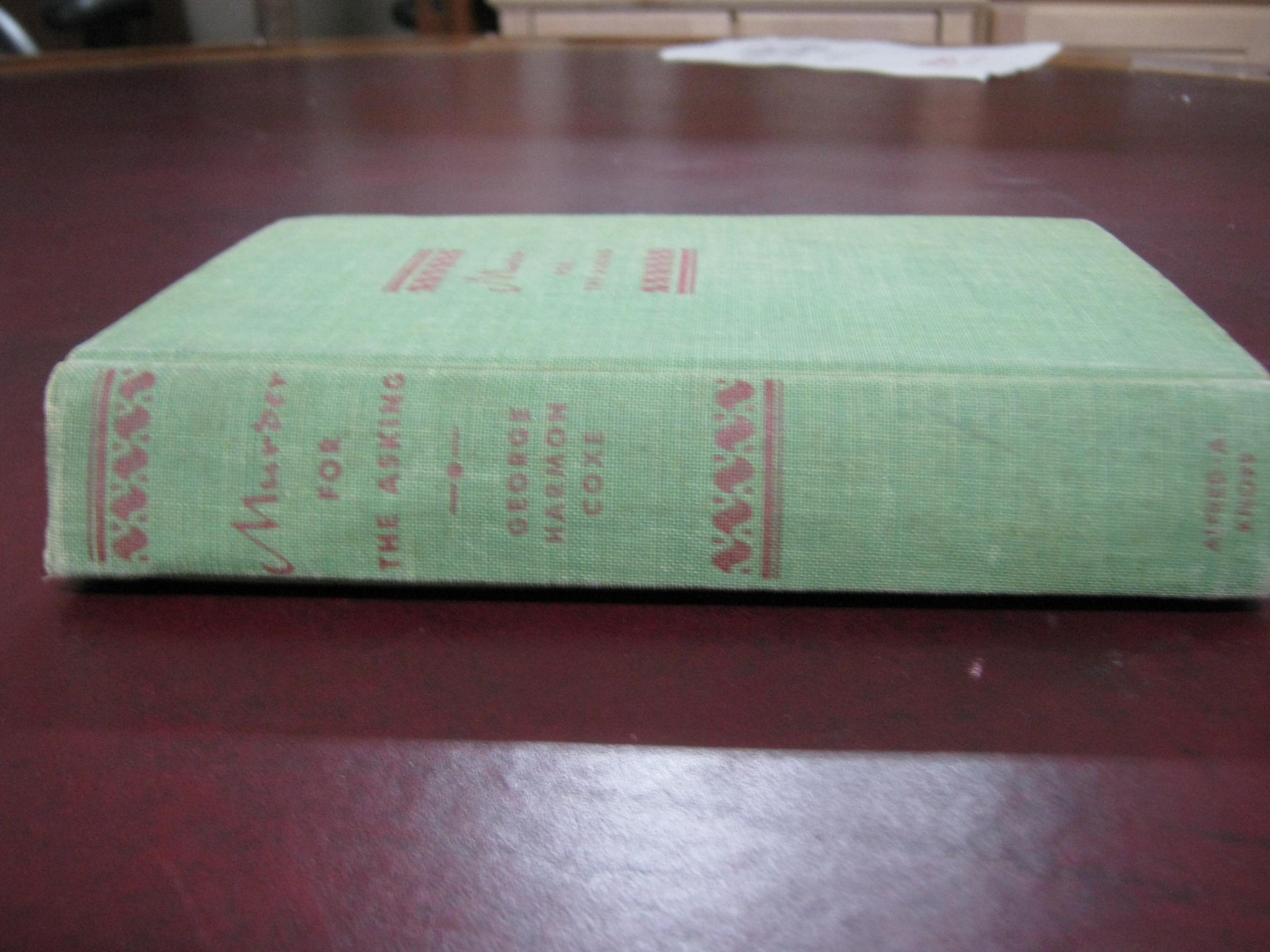 1st edition Murder For The Asking George Harmon Coxe SIGNED/ INSCRIBED 1939