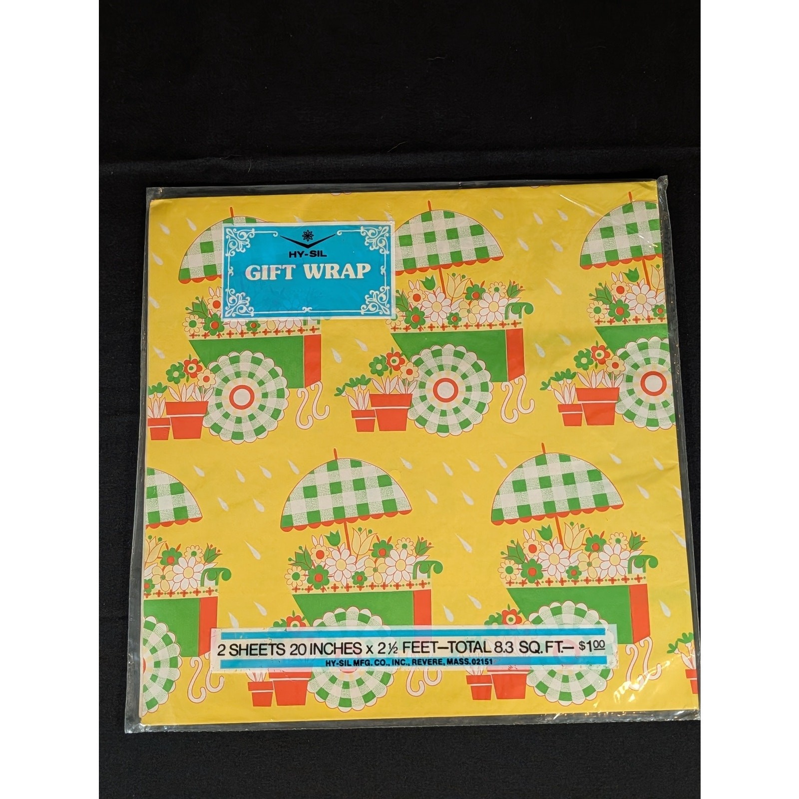 Vintage 1970s Wrapping Paper NOS Hy-Sil Butterfly Floral Retro Wrap Ephemera