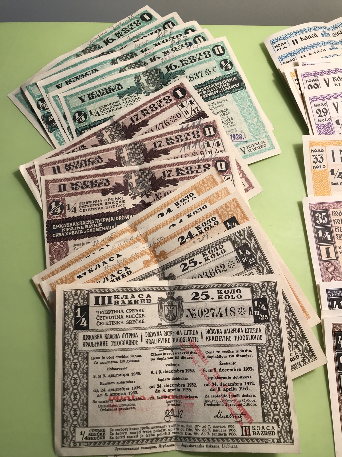 KINGDOM-SFRJ YUGOSLAVIA 1928-69 COLLECTION STATE LOTTERY TICKET GAMBLING DINAR