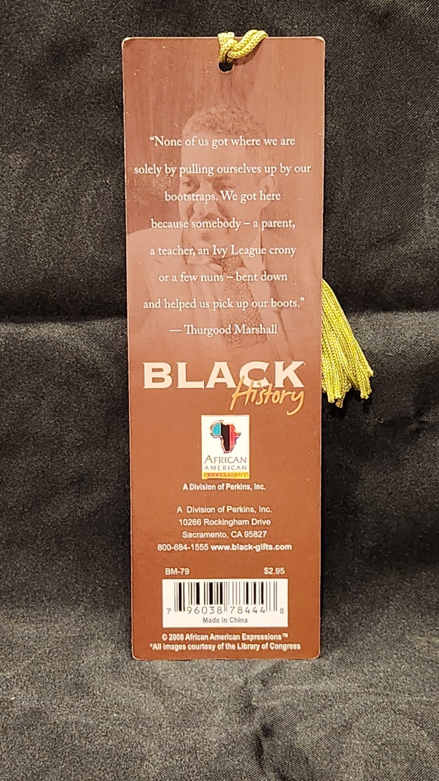Thurgood Marshall Supreme Court Black History Month Bookmark with Tassel