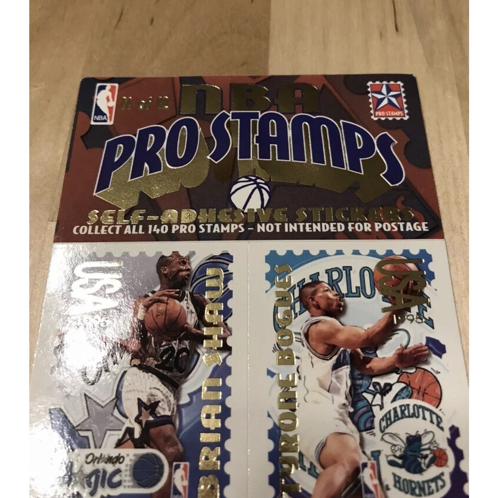 VTG 1995 NBA Pro Stamps Collectible Stickers Sheet 11 Brian Shaw, Tyrone Bogues