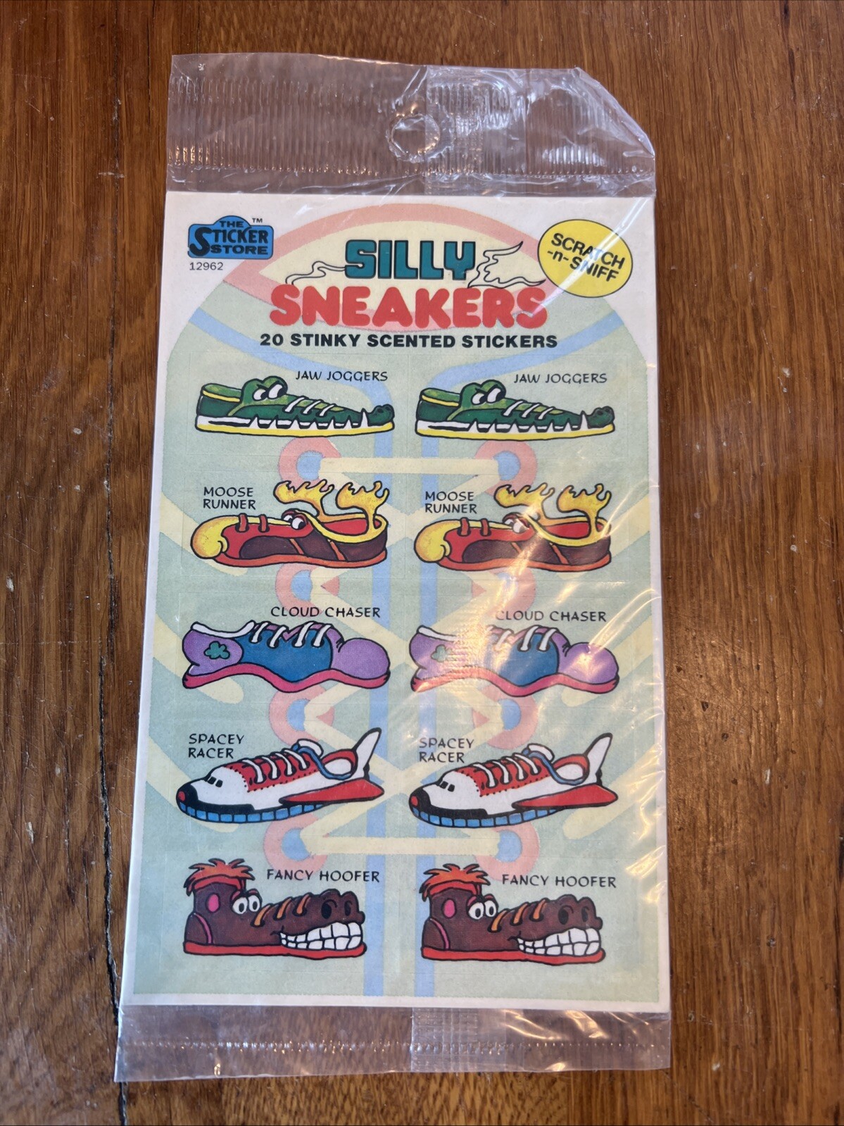 Vintage Scratch N Sniff Sticker Sheet 10 Silly Sneakers Stinky Scented