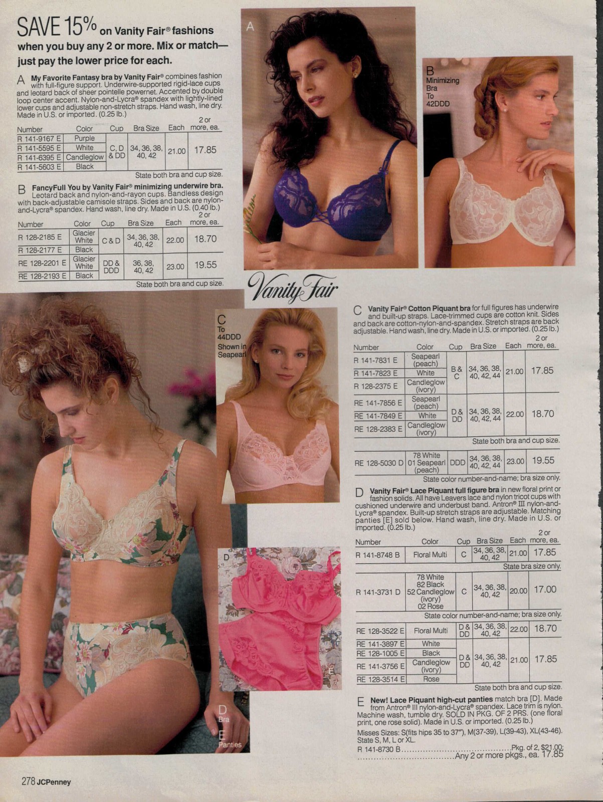 EARLY-1990S JCPENNEY CATALOG LINGERIE & FASHION CLIPPING PAPER ADS PRINTS