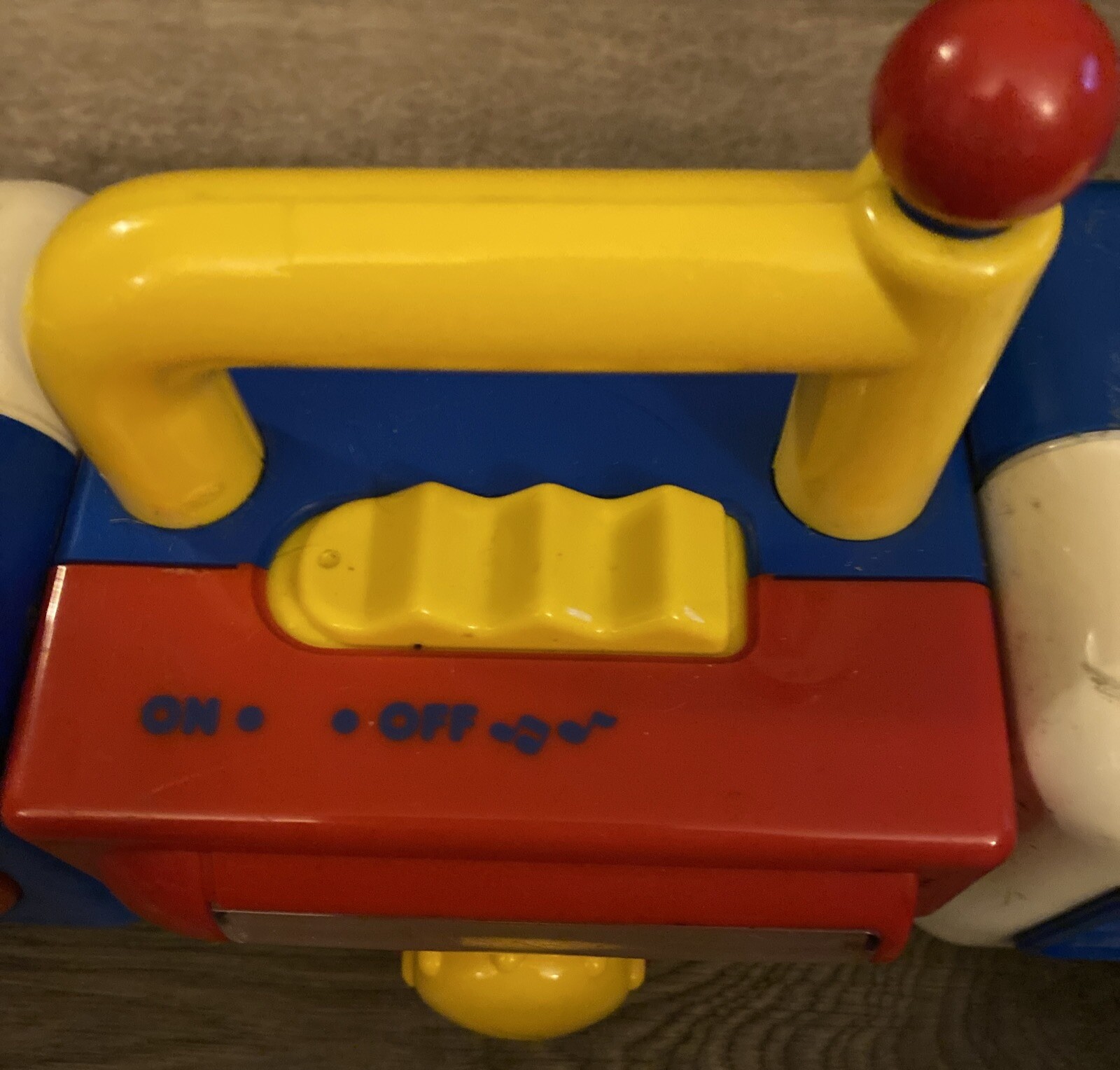 Nostalgic Red, White and Blue Nursery Rhymes Playing Toy Boom Box with Handle