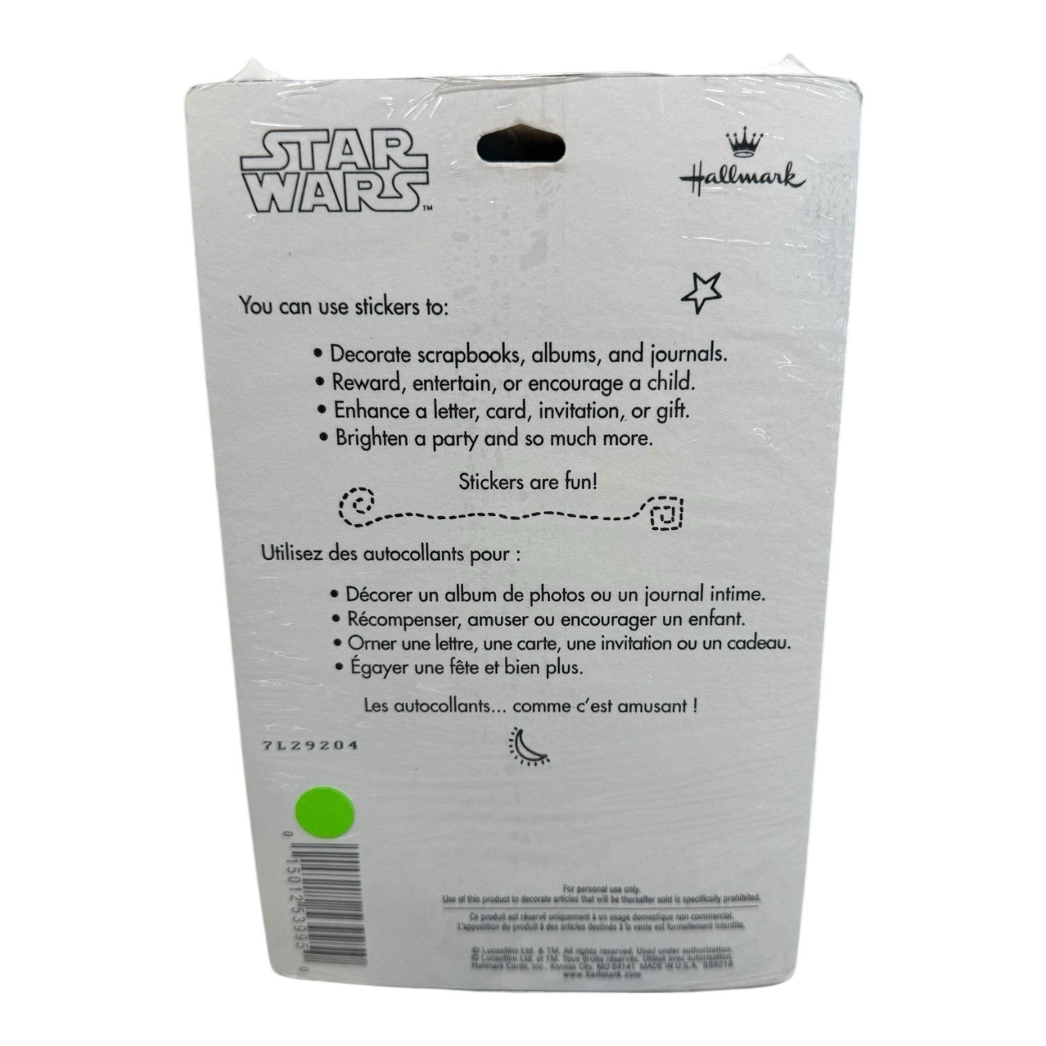 Vintage Star Wars Episode 1 Hallmark Heartline stickers 4 sheets sealed