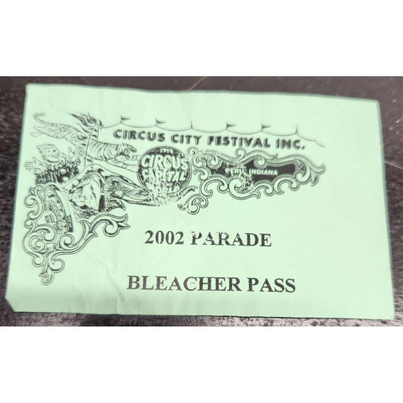 Circus City Festival Inc 2002 Parade Bleacher Pass Ephemera – Peru Indiana