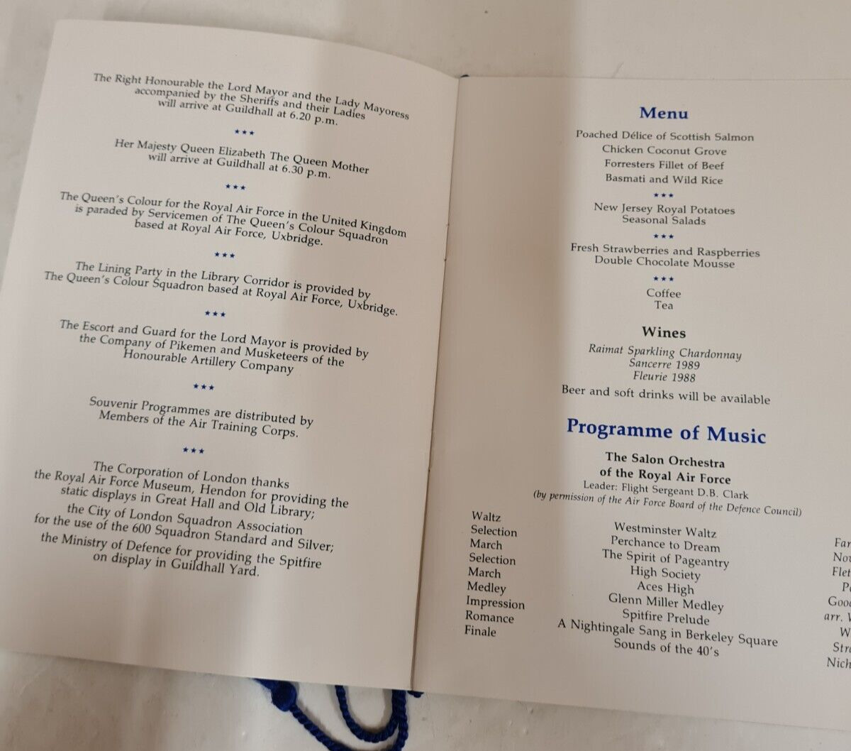 Vintage Collection x 6 London Guildhall Military Banquet / Reception Programmes