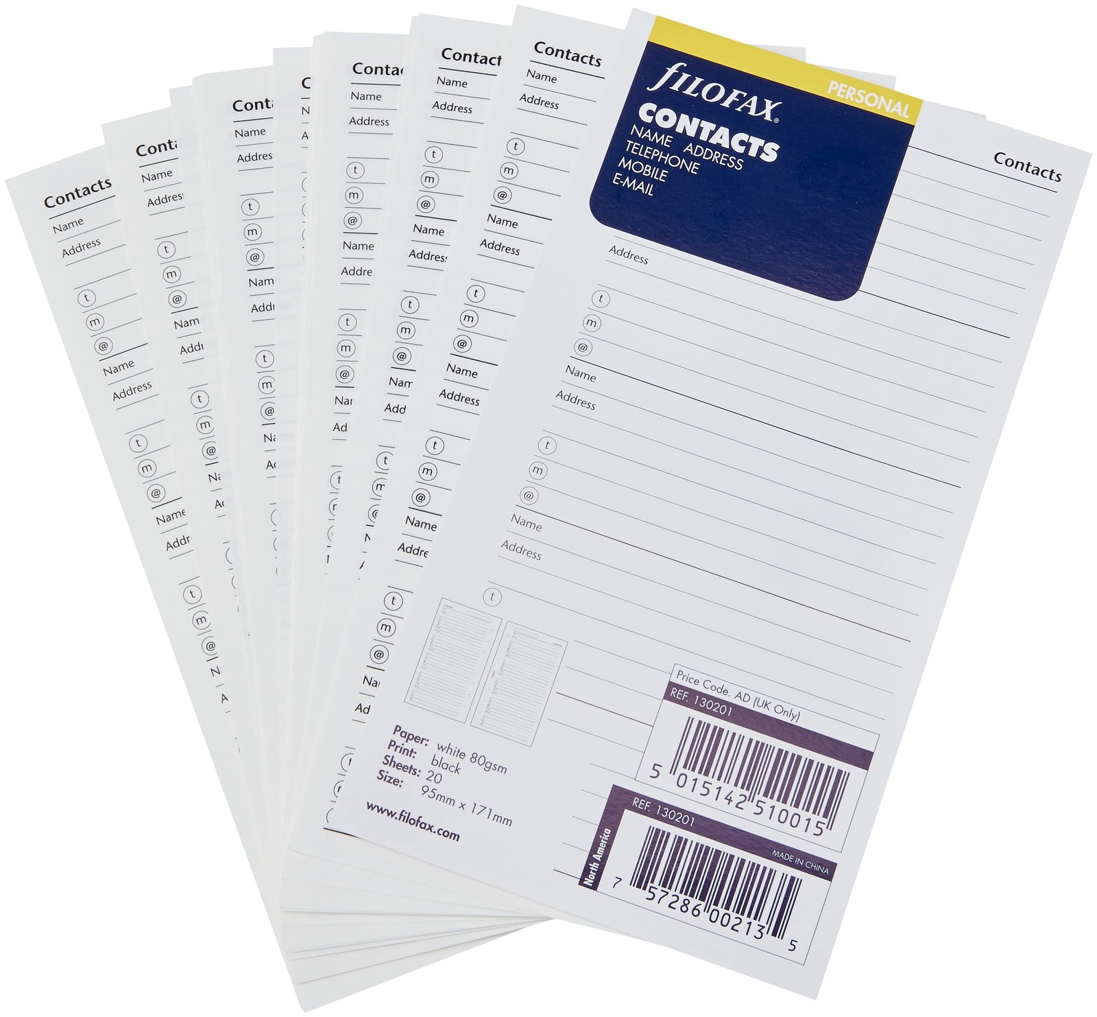 FILOFAX Name/Address/Telephone Refill for Personal & Personal Compact Size, 2…