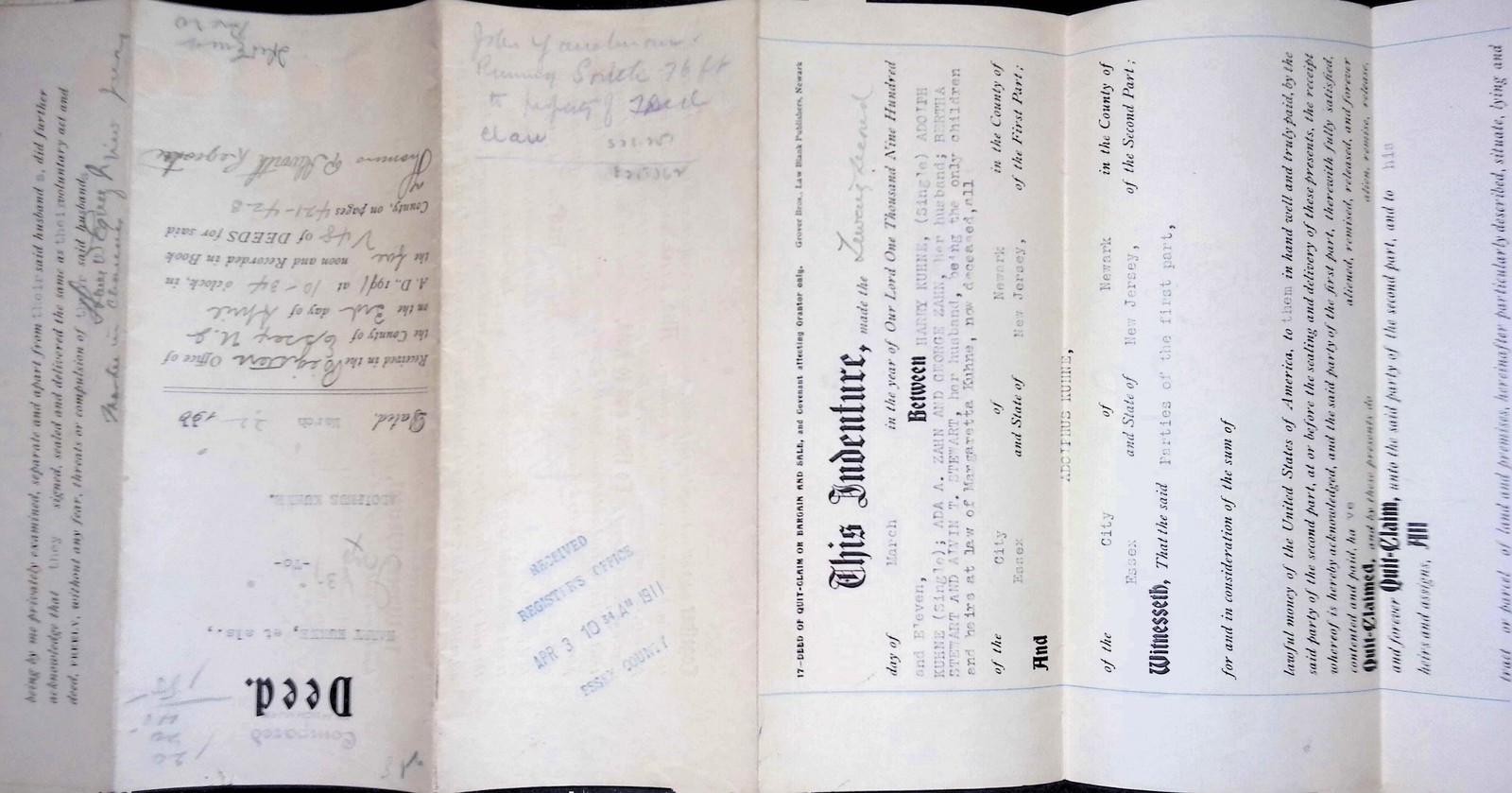 1800s Property Deed Docket Iron-Gall Ink Land Transfer Foxing Americana