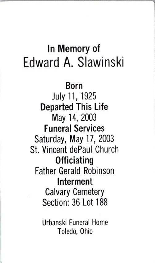 Holy Card Oh Mother of the Incarnate Word Italy & Edward Slawinski Memorial 2003