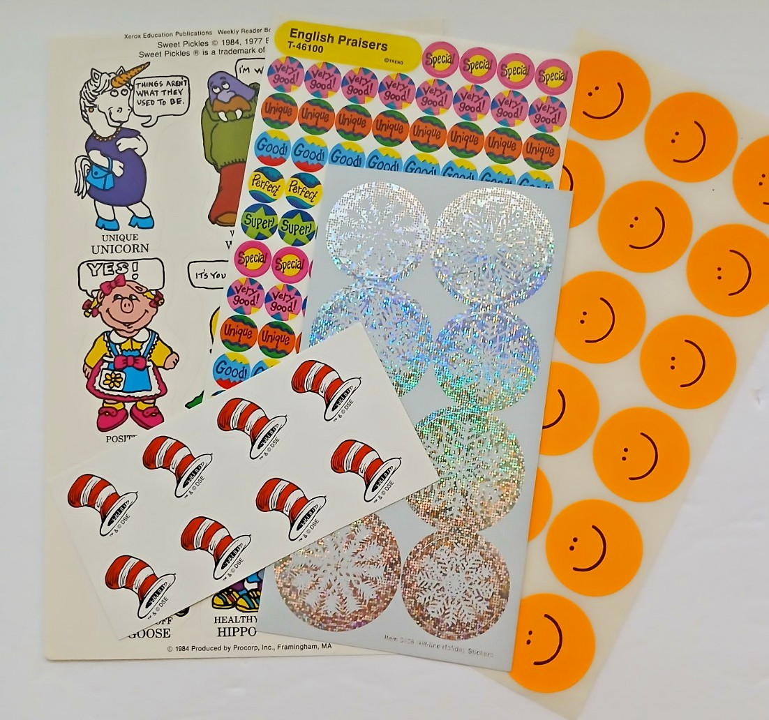 Vintage 80’s Stickers LOT 5 sheets Junk-Journal Scrapbook